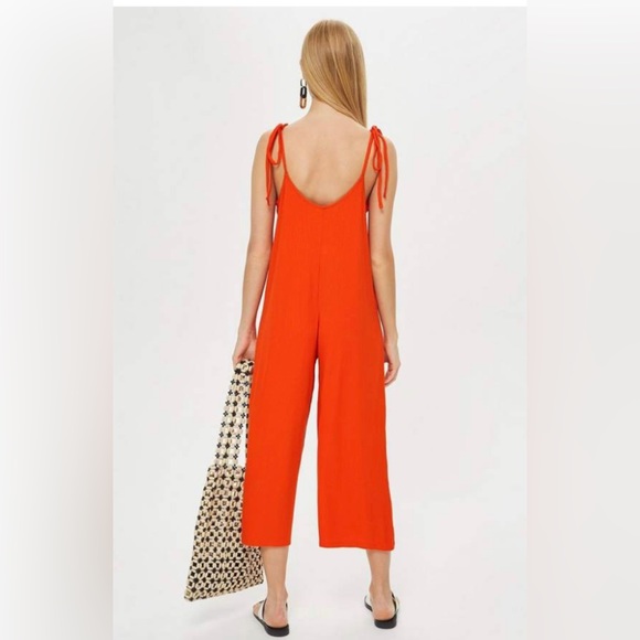 🎯NWT Topshop Ribbed Jumpsuit Orange Size 4-6 - Picture 2 of 14